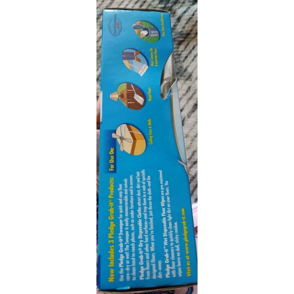 Pledge GRAB IT Sweeper with 10 Dry Cloths and 2 Wet Floor Wipes Unscented NOS